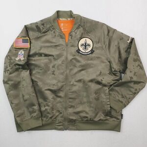 New Orleans Saints Jacket‎ Mens 2XL Green Camo Full Zip Bomber Nike NFL Football
